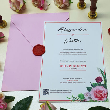 Convite Floral Rosa 2